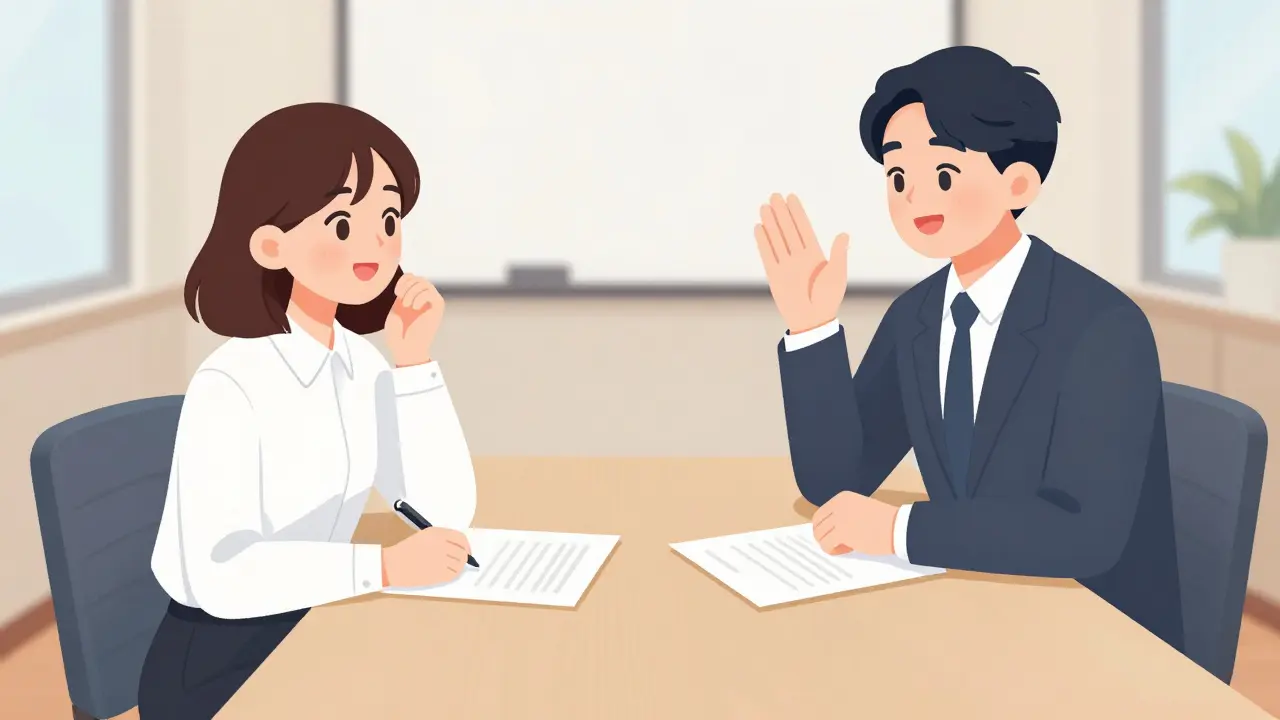 Employee and manager having supportive conversation